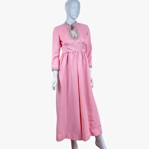 60s Dynasty Pink Palazzo Pant Jumpsuit Embellished Beaded Sequin Party Wedding